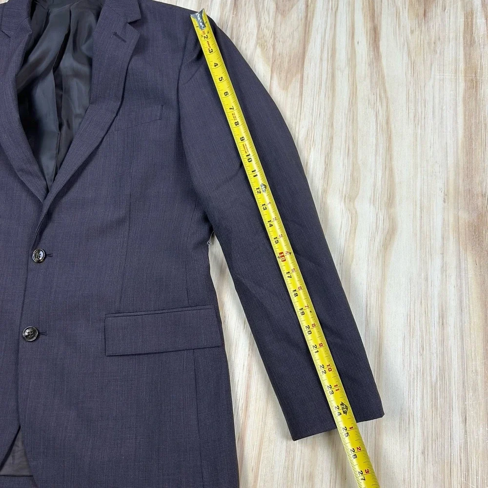 J. Crew Thompson Blazer Men 38R Maroon‎ Wool Blend Houndstooth Preppy